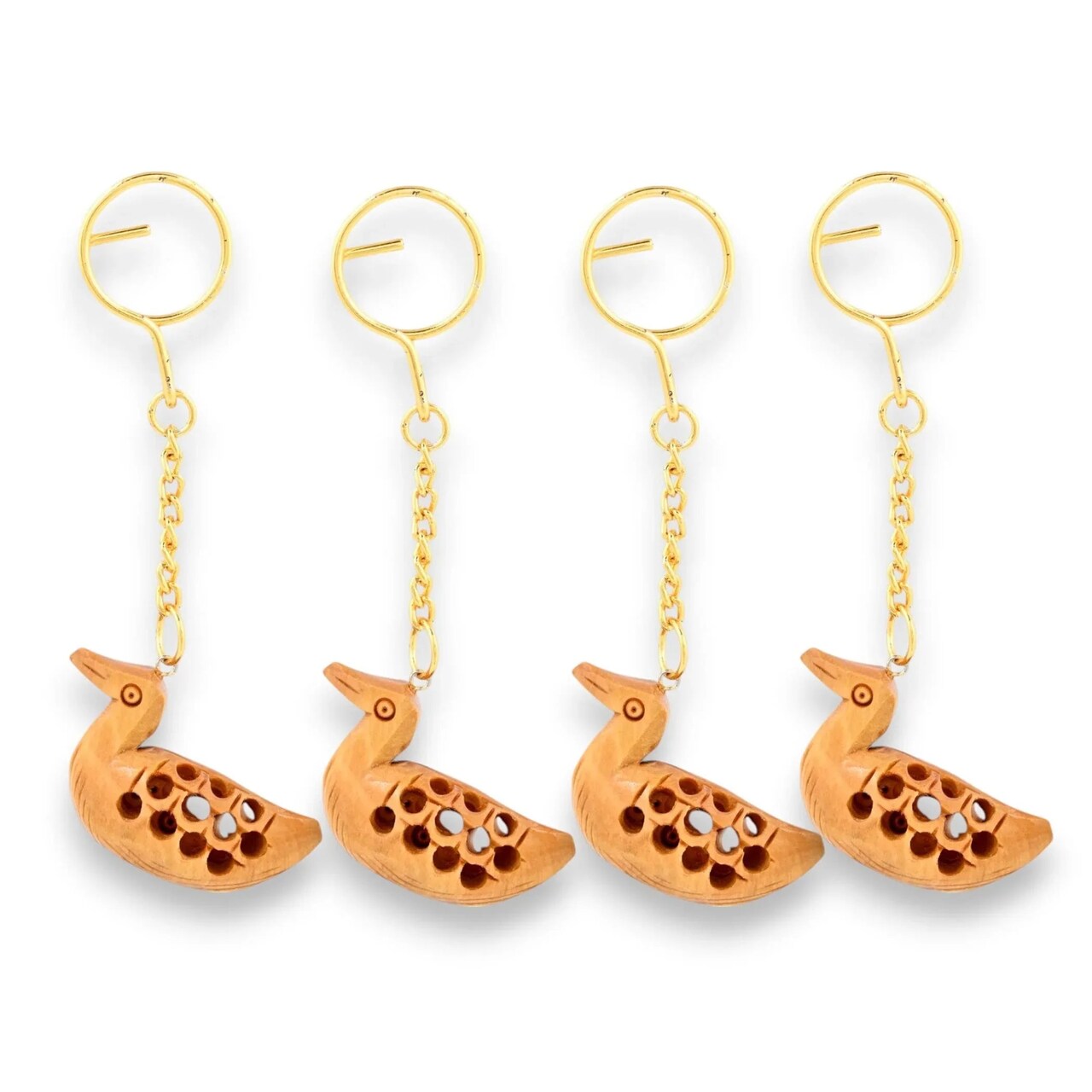 4Pc Wooden Keychain Amulet Keyring Door Car Key Chains Good Luck Key Holder for Thanksgiving Housewarming Gift
